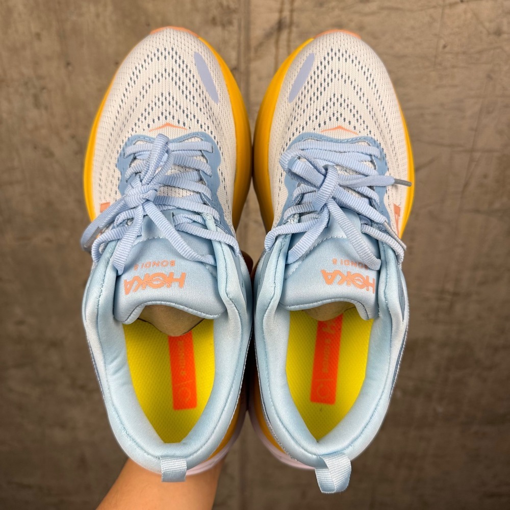 HOKA One One Bondi 8 Wide Women's Size 8D Ice Water Yellow Running Shoes NIB - Picture 15 of 16